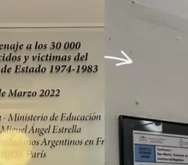Repudian el retiro de una placa por los 30.000 desaparecidos en París: “pedimos que se restituya”