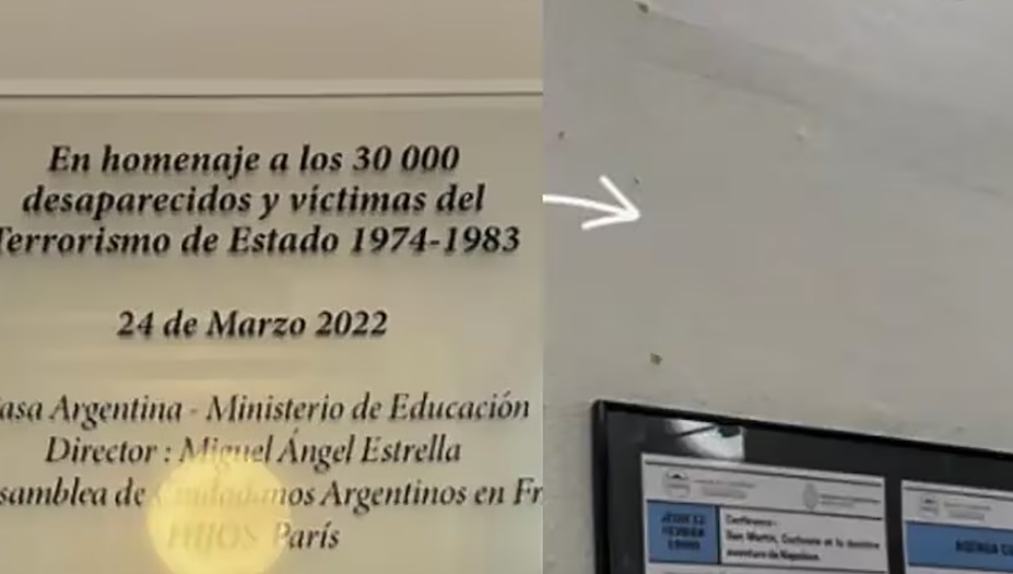 Repudian el retiro de una placa por los 30.000 desaparecidos en París: “pedimos que se restituya”