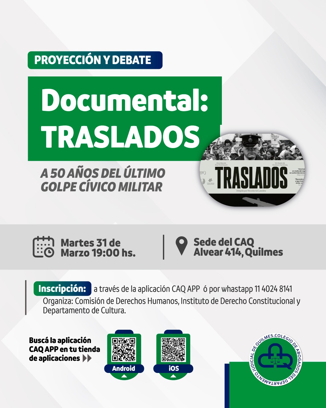 Memoria en el CAQ: proyectarán el documental “Traslados” a 50 años del golpe militar