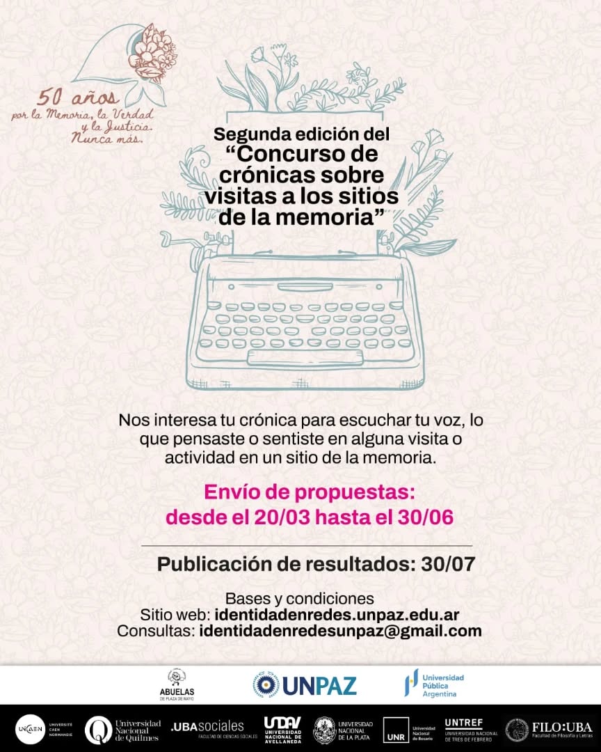 Convocan a la 2° edición del concurso de crónicas sobre visitas a Sitios de la Memoria