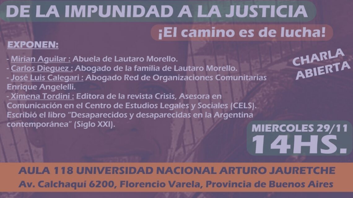 Charla abierta a la comunidad de familiares de Lautaro Morello en la UNAJ