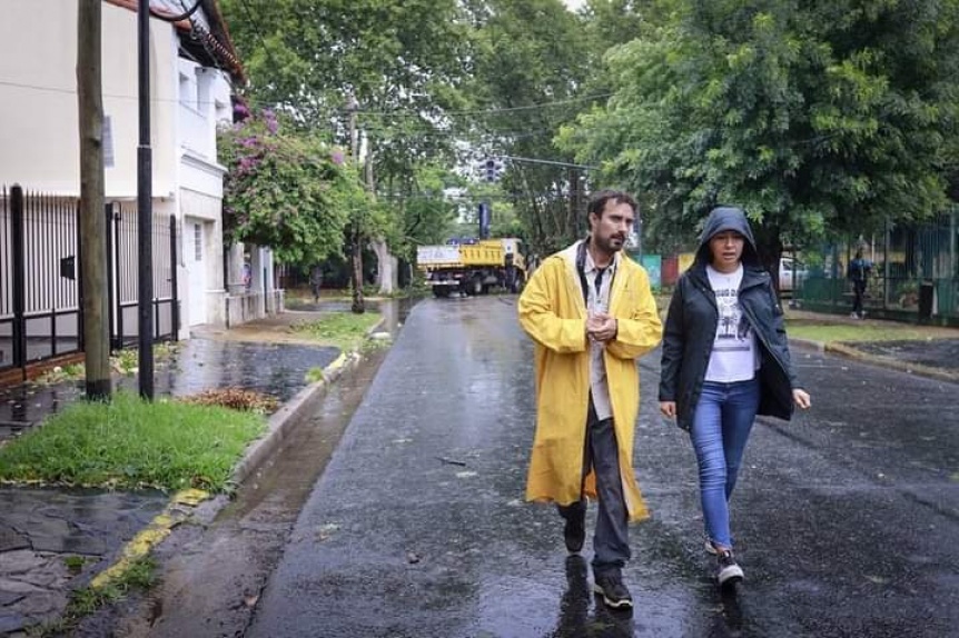 Mayra Mendoza supervisó las tareas de prevención y ayuda tras el temporal