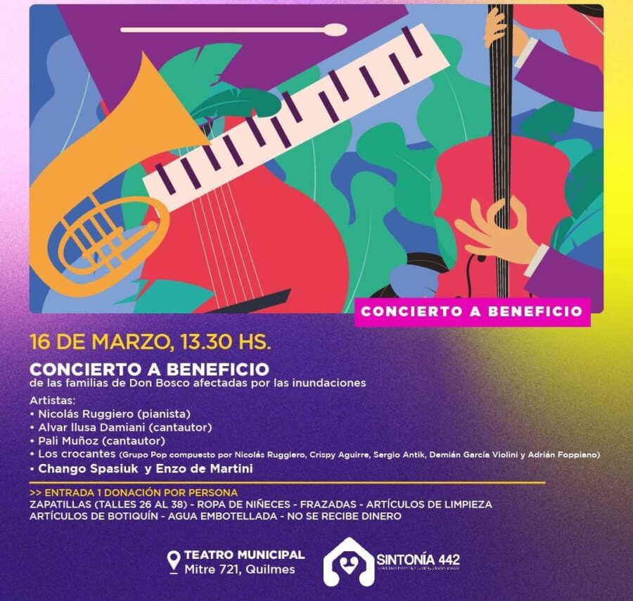 Concierto a beneficio de los inundados y afectados por el temporal en Quilmes