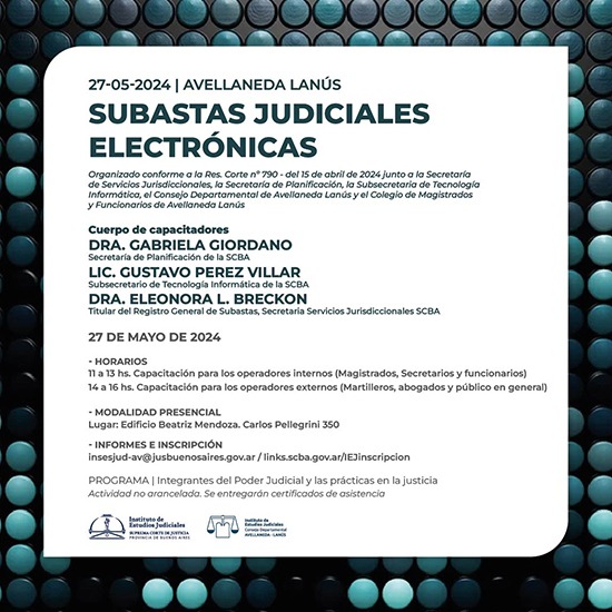 Subastas Judiciales Electrónicas en Avellaneda-Lanús; habrá una jornada el lunes 27