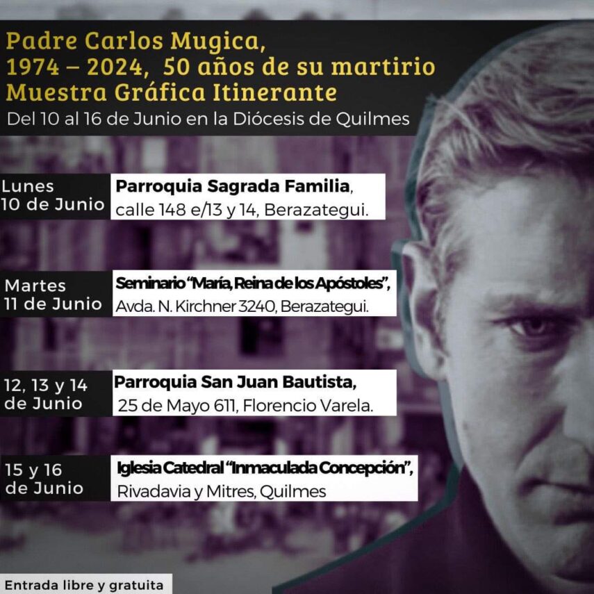 Muestra gráfica itinerante por la Diócesis de Quilmes sobre el padre Carlos Mugica