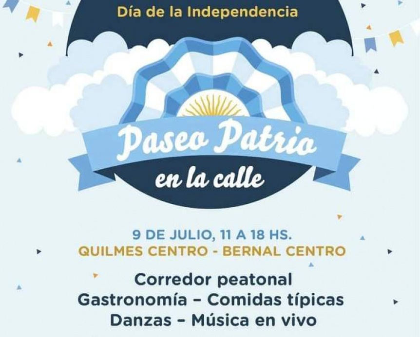 El Municipio realizará el “Paseo Patrio en la calle” con dos corredores gastronómicos en Quilmes y Bernal