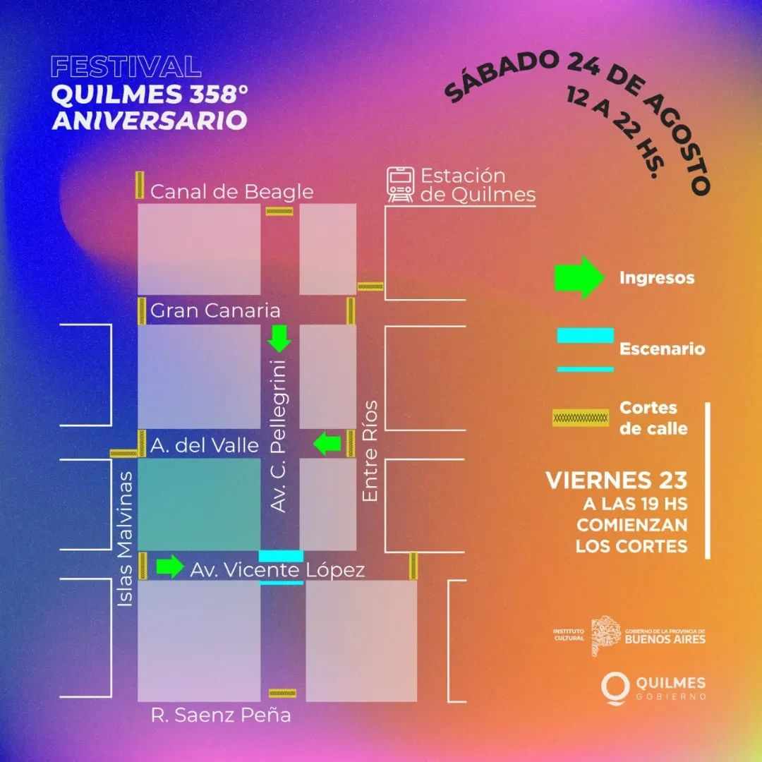 El municipio de Quilmes informó los cortes de calles por los festejos del aniversario de la ciudad