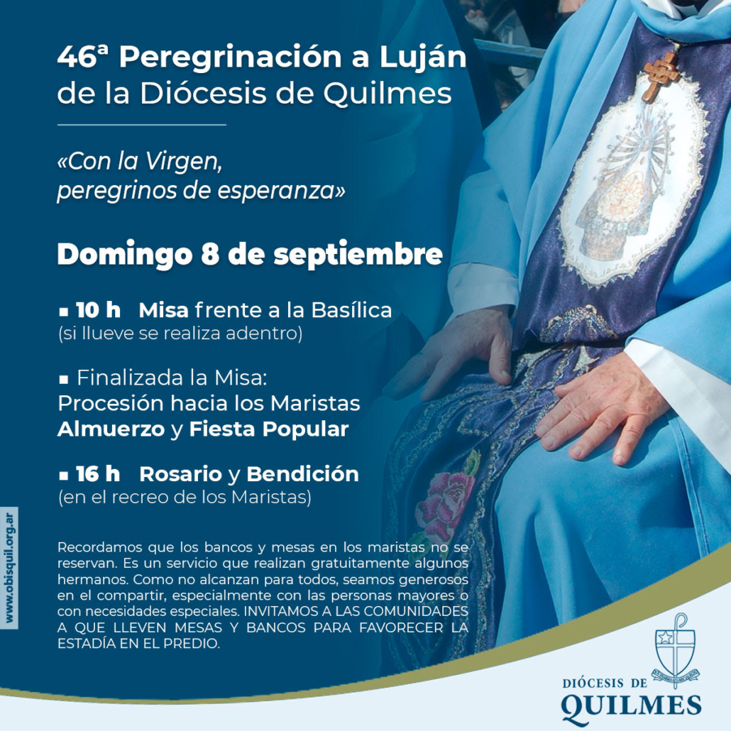 La Diócesis de Quilmes peregrina a Luján el 8 de septiembre