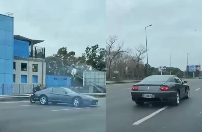 Una Ferrari realizó maniobras peligrosas en plena autopista Lugones y casi provoca una tragedia