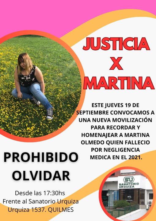 Marcharán a sanatorio privado en Quilmes Oeste para pedir Justicia por Martina a 3 años de su muerte