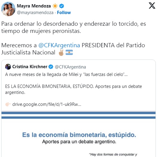 Mayra Mendoza impulsa la candidatura de Cristina Fernández a la presidencia del Partido Justicialista