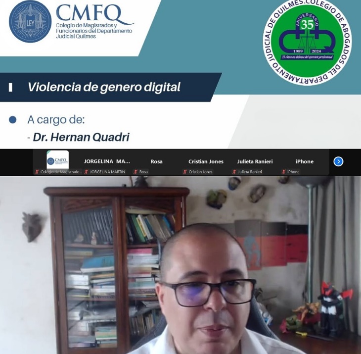 El doctor Hernán Quadri expuso sobre “Violencia de género digital” en el Colegio de Magistrados de Quilmes