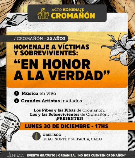 “No nos cuenten Cromañón”: a 20 años anuncian acto en recuerdo a las víctimas de la tragedia