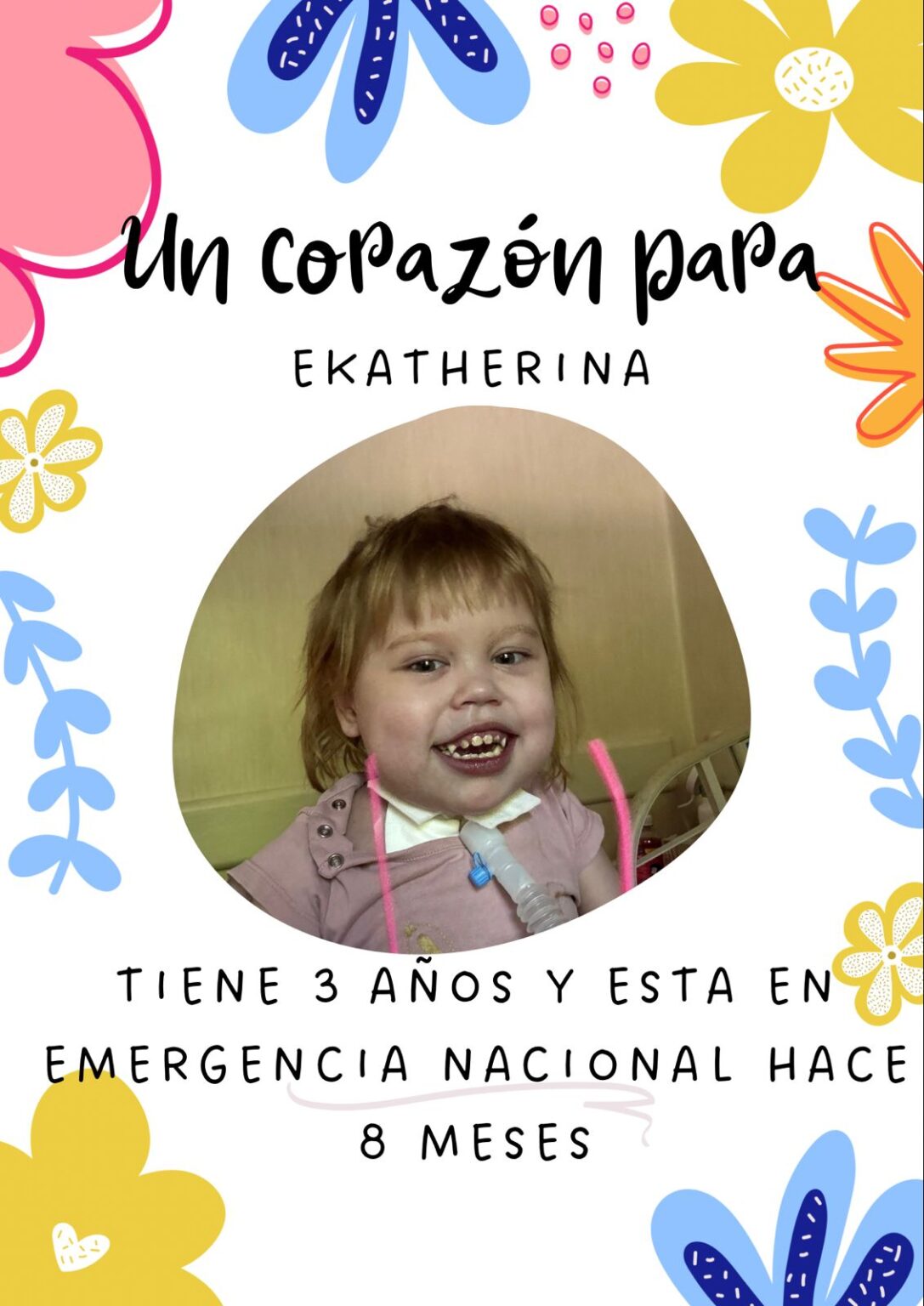 Un corazón para Ekatherina: necesita un trasplante y su familia pide ayuda económica