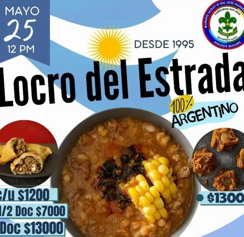 El Grupo Scout José Manuel Estrada organiza un locro solidario por el 25 de mayo