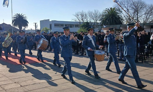 La Banda de Música del SPB acompañó a instituciones educativas en actos por el Día de la Bandera Nacional