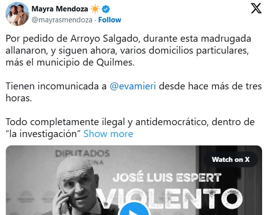 Mayra Mendoza denunció allanamientos por la protesta contra Espert y persecución judicial