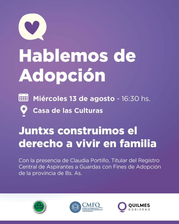 “Hablemos de Adopción”: charla abierta para toda la comunidad en Quilmes