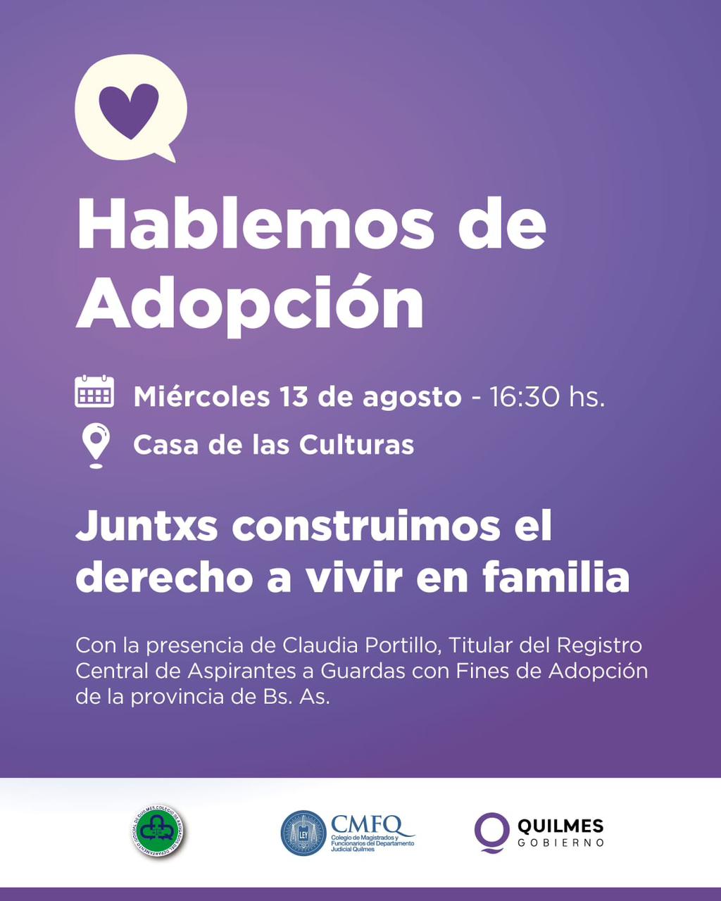 “Hablemos de Adopción”: charla abierta para toda la comunidad en Quilmes
