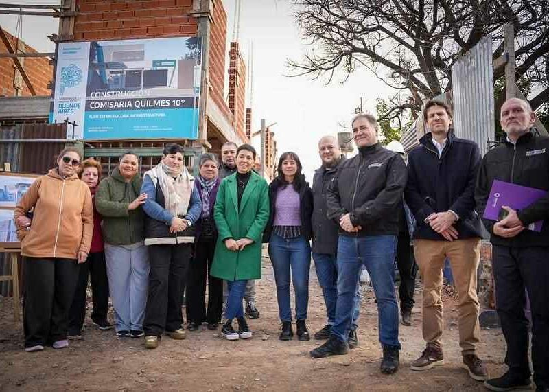 Mayra Mendoza y el Ministro de Seguridad Alonso recorrieron la obra de construcción de la nueva comisaría 10° de Don Bosco