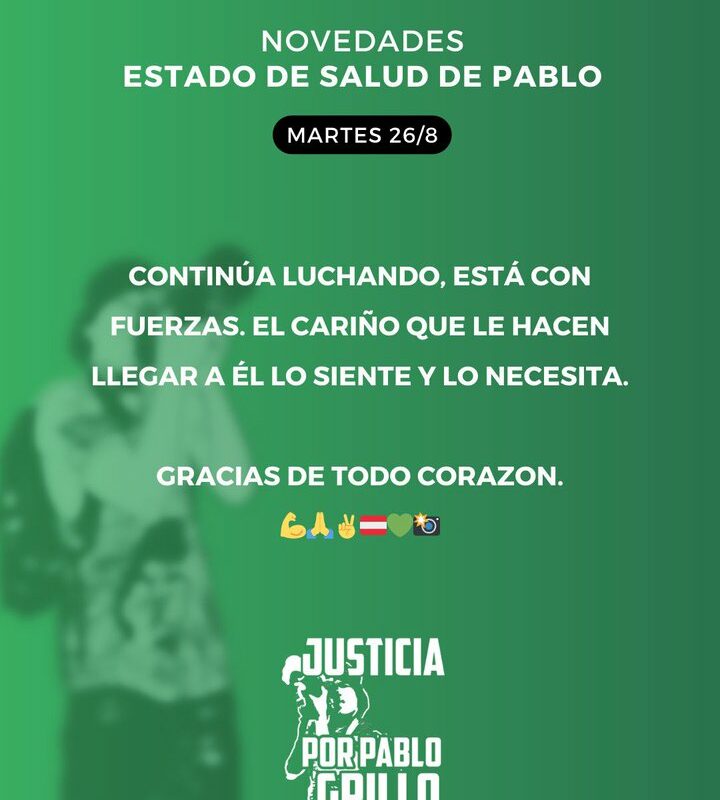 El fotoperiodista Pablo Grillo volvió a terapia intensiva