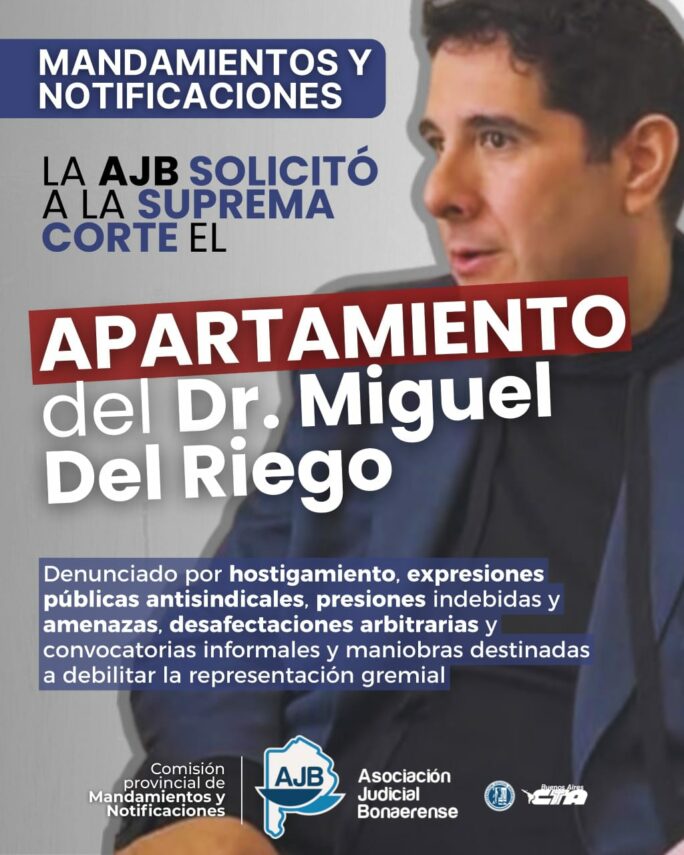 La AJB solicitó el apartamiento de un director de Notificaciones por denuncias de violencia laboral