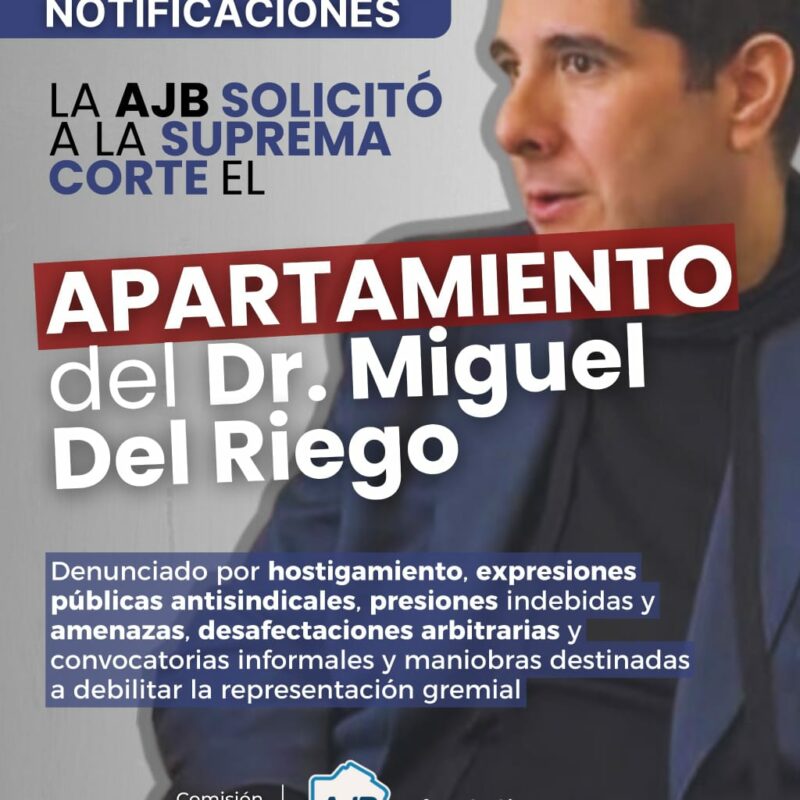 La AJB solicitó el apartamiento de un director de Notificaciones por denuncias de violencia laboral