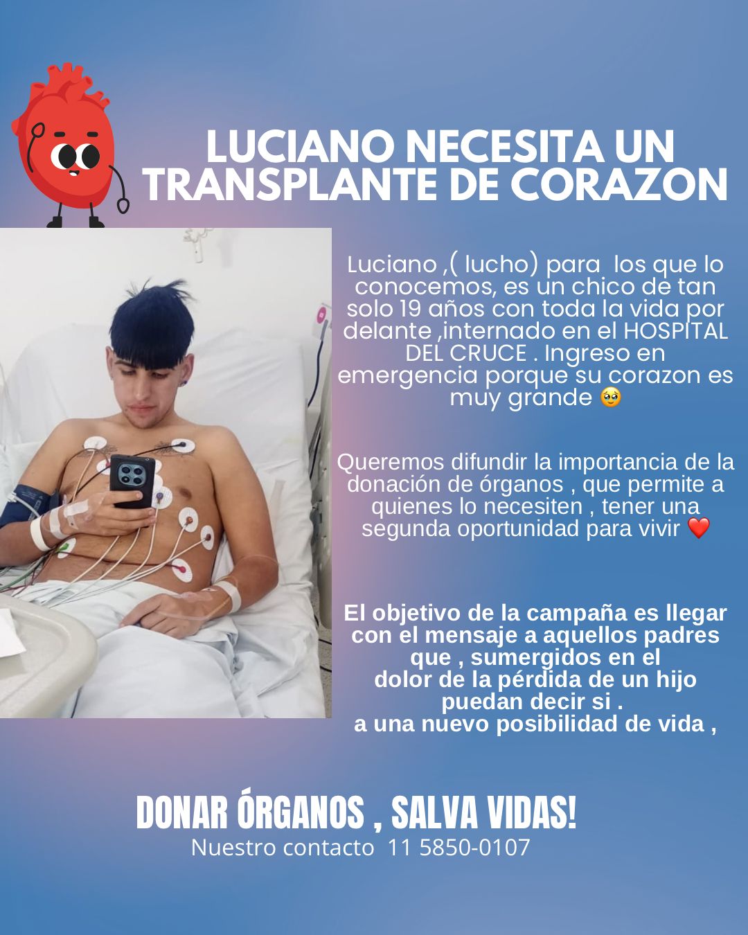 “Todos por Luchito”: Luciano es de Solano y necesita un transplante de corazón para seguir viviendo
