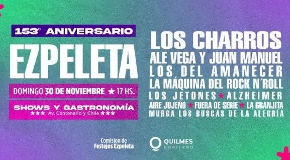 Ezpeleta celebra su 153° aniversario con feria de emprendedores, gastronomía y el cierre de Los Charros