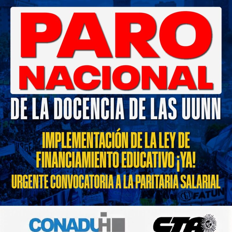 Nuevo paro de docentes universitarios por 72 horas