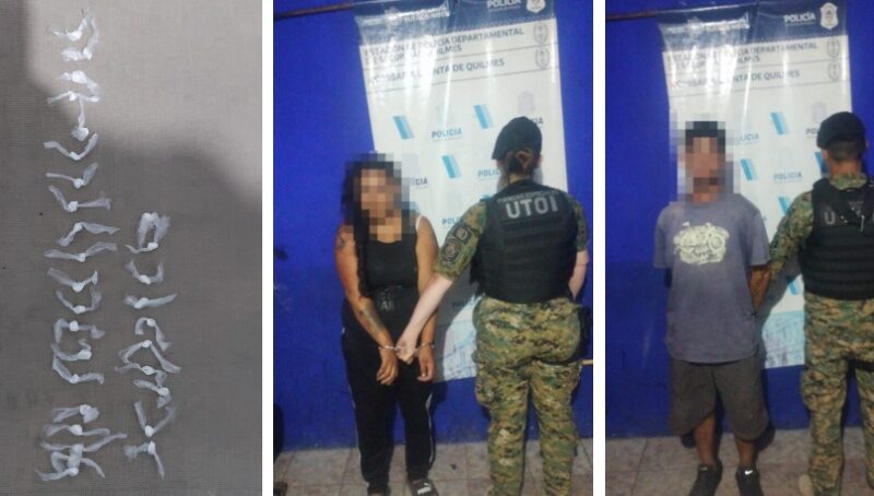 Detuvieron a una pareja con más de 600 dosis de cocaína en Quilmes Oeste