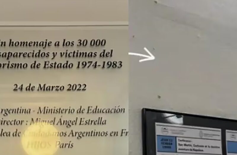 Repudian el retiro de una placa por los 30.000 desaparecidos en París: “pedimos que se restituya”