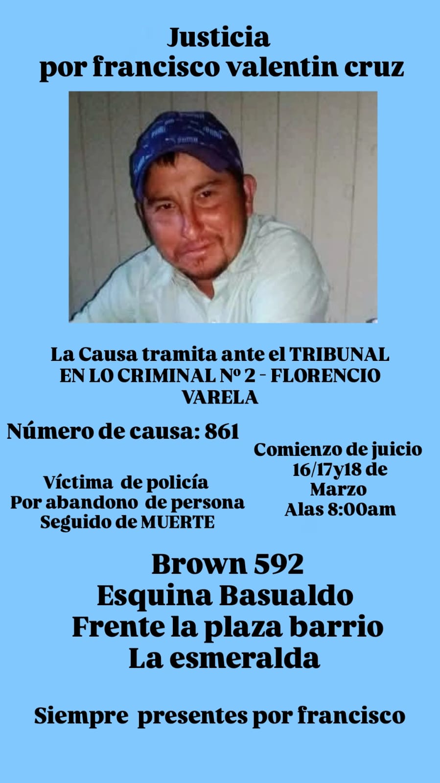 Comienza el juicio por la muerte de Francisco Cruz: acusan a policías por abandono de persona seguido de muerte