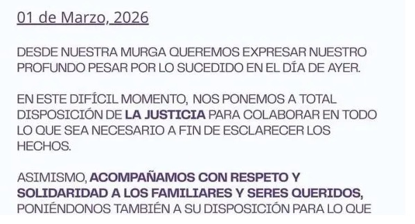Comunicado de la murga tras la tragedia en Quilmes Oeste: se pusieron a disposición de la Justicia