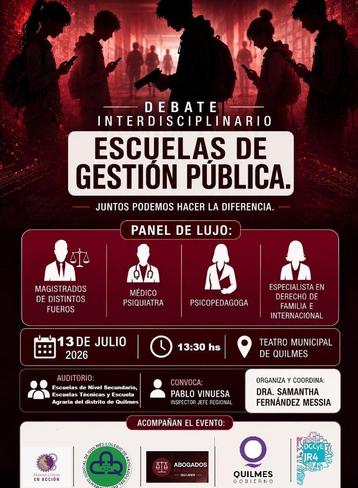 Alerta en las aulas: capacitarán en Quilmes a directores de escuelas sobre situaciones de conflicto relacionadas a armas y retos virales