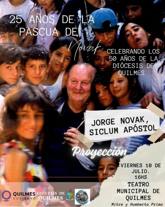 Proyectarán el documental sobre Monseñor Jorge Novak en el Teatro Municipal; primer pastor de la Diócesis de Quilmes